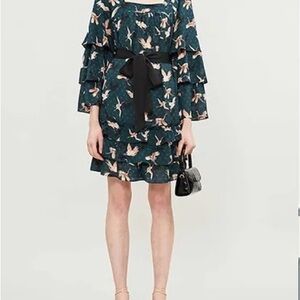 Elegant Black and Green Ruffle Dress